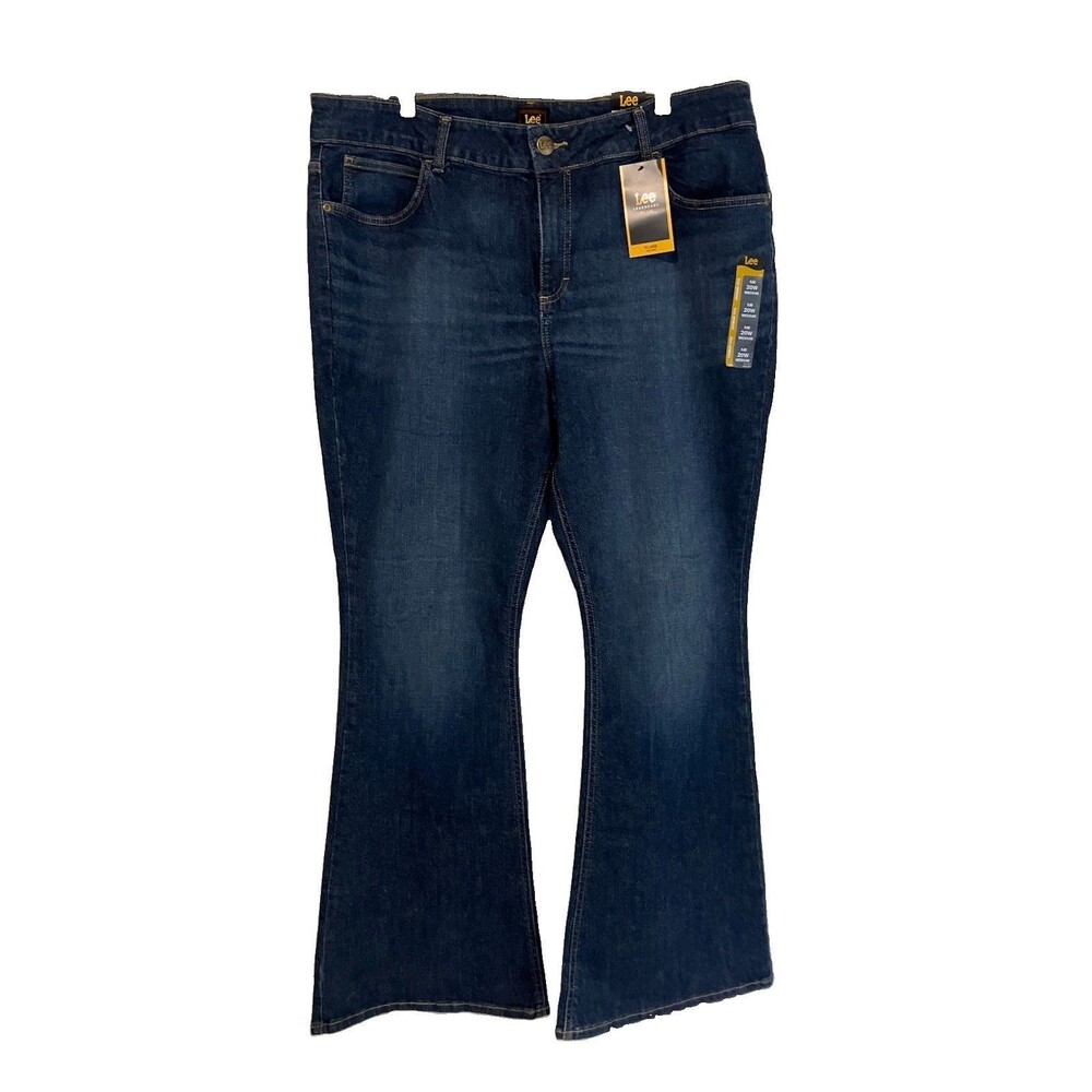 Lee Jeans Legendary Plus Mid Rise Flare Denim Dark Wash Inner Strength NEW 20W